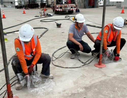 ยกพื้นทรุด อัดฉีด PU Foam พื้นที่ภายในอาคารโรงงาน จ.ชลบุรี